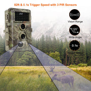 Åtelkamera med 0.1 s Utlösningstid 32MP HD 1296P, Mörkerseende och Rörelsedetektor No Glow,940nm Infraröd, IP66 vattentät för Utomhus och Vilda Djur| A262 Grönt