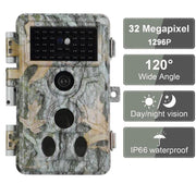 2-Pack Åtelkameror med 0.1 s Utlösningstid 32MP HD 1296P, Mörkerseende och Rörelsedetektor No Glow, 940nm Infraröd, IP66 vattentät för Utomhus och Vilda Djur| A262 Grå