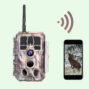WiFi Åtelkamera 32MP HD 1296P Mörkerseende och Rörelsedetektor med Bluetooth, 940nm Infraröd, IP66 Vattentät för Utomhus och Vilda Djur| A280W Grå