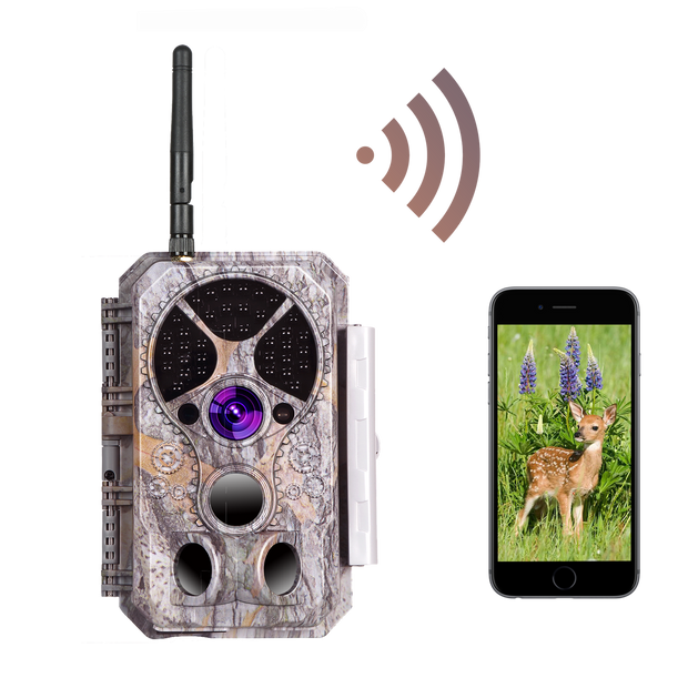 WiFi Åtelkamera 32 MP 1296P med Mörkerseende och Rörelsedetektering, IP66 Vattentät, 120° Vidvinkel och 0.1 s Utlösningstid för Bakgård, Trädgård, Bondgård| A350W Grå