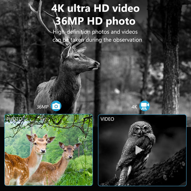 4K 36MP Starlight Mörkerkikare med 300 m Avstånd och 3,2" TFT för Jakt, Vandring, Camping och Klättring | NV2180