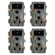 4-Pack Jaktkameror med 0.1 s Utlösningstid 32MP HD 1296P, Mörkerseende och Rörelsedetektor No Glow, 940nm Infraröd, IP66 vattentät för Utomhus och Vilda Djur| A262 Grå