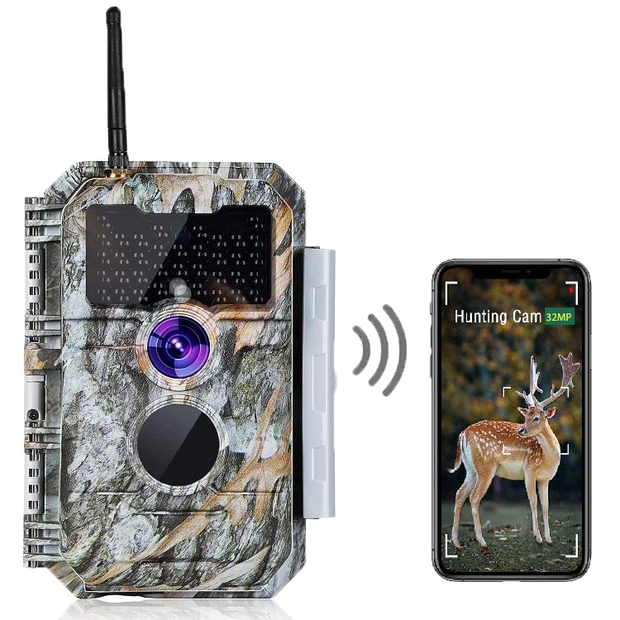 Paket med Solpaneler och WiFi Viltkamera 32MP HD 1296P Mörkerseende och Rörelsedetektor No Glow, 940nm Infraröd, IP66 Vattentät för Utomhus och Vilda Djur| W600 Grå