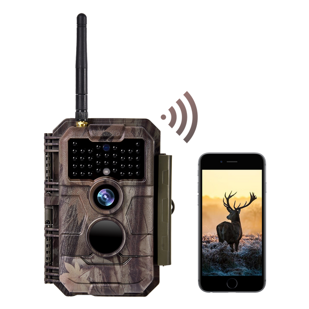 WiFi Åtelkamera 32MP HD 1296P Mörkerseende och Rörelsedetektor med 0.5s Triggerhastighet No Glow, 940nm Infraröd, IP66 vattentät för Utomhus och Vilda Djur| W600 Grå